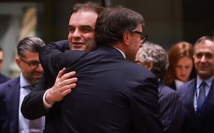 epa12585162 Italian Economy and Finance Minister Giancarlo Giorgetti (R) and Greek Finance Minister Kyriakos Pierrakakis (L) at the start of Eurogroup  Finance ministers Council in Brussels, Belgium, 11 December 2025. The Eurogroup will elect a President for the upcoming new term of office, in line with Protocol (No 14) on the Eurogroup, annexed to the EU treaties. Vincent Van Peteghem, Belgium's Finance Minister, and Kyriakos Pierrakakis, Greece's Finance Minister, are the two candidates vying for the role.  EPA/OLIVIER HOSLET