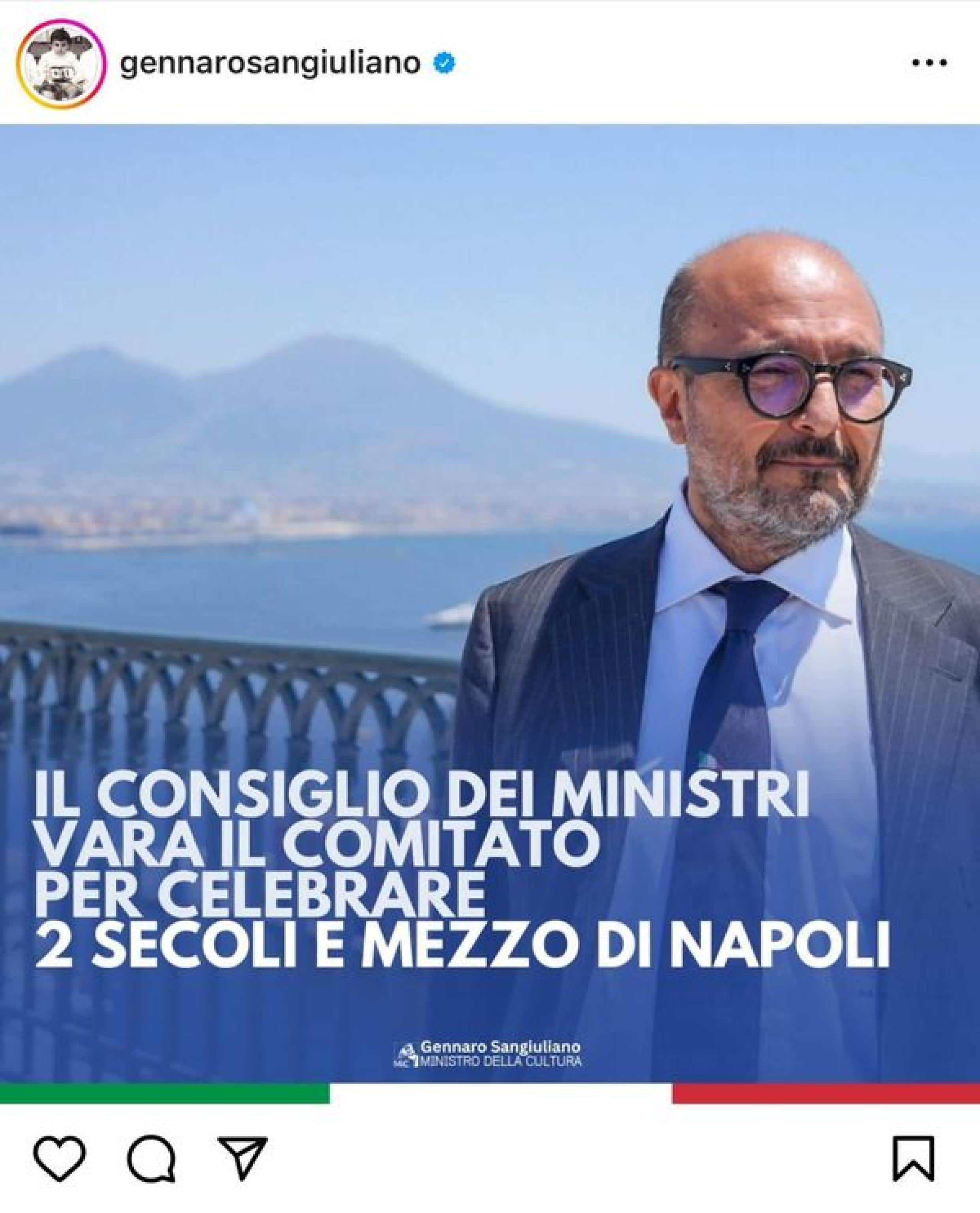 Il post di Sandro Ruotolo, europarlamentare e responsabile Informazione nella segreteria nazionale del Pd, che riprende su Facebook l'immagine pubblicata dal ministro della cultura Gennaro Sangiuliano in cui annunciava: "Il Consiglio dei ministri vara il Comitato per celebrare due secoli e mezzo di Napoli". Ma nel 2025 Napoli compirà 2500 anni, ovvero due millenni e mezzo. Il post del ministro è stato poi corretto su tutti i social, 7 agosto 2024 Facebook /Sandro Ruotolo +++ATTENZIONE LA FOTO NON PUO' ESSERE PUBBLICATA O RIPRODOTTA SENZA L'AUTORIZZAZIONE DELLA FONTE DI ORIGINE CUI SI RINVIA+++ NPK