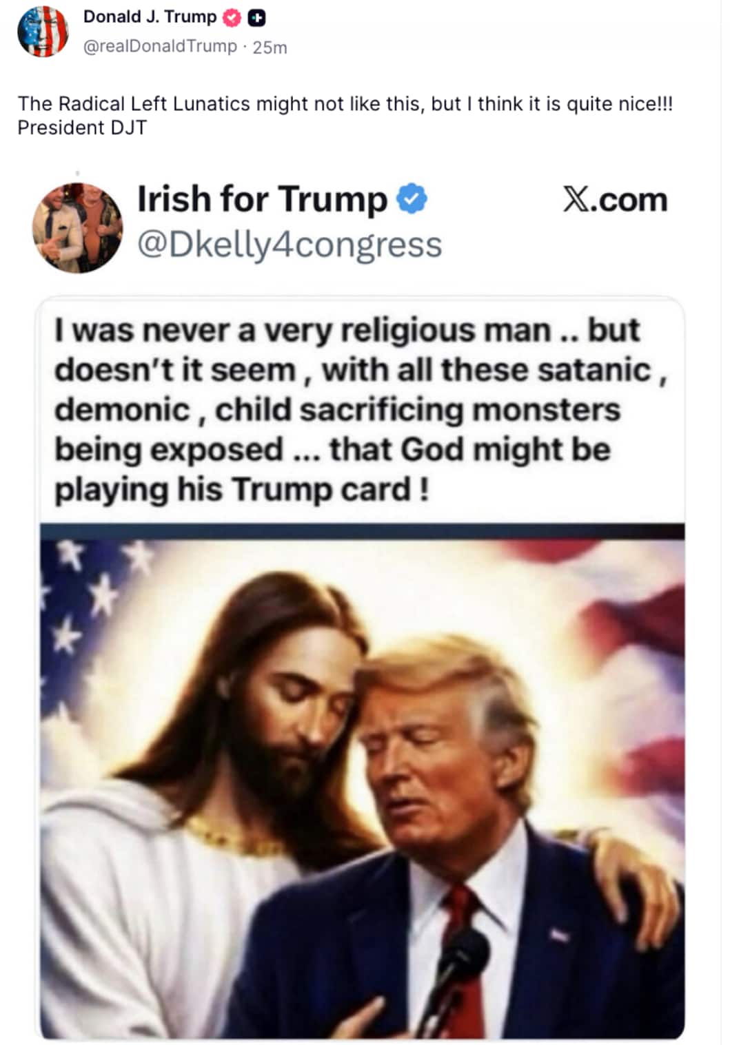 Il post condiviso da Trump su Truth