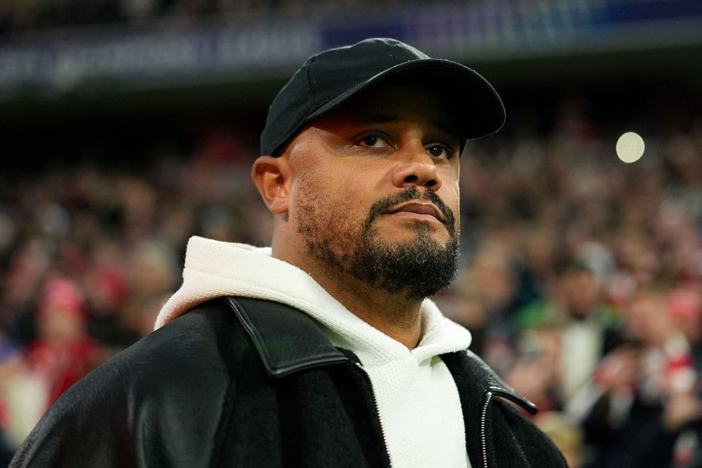 MUNICH, GERMANY - OCTOBER 21: Vincent Kompany, Manager of FC Bayern Munich, looks on before the UEFA Champions League 2026/27 League Phase MD3 match between FC Bayern München and Arsenal FC at Football Arena Munich on October 21, 2026 in Munich, Germany. (Photo by Leonhard Simon/Getty Images)