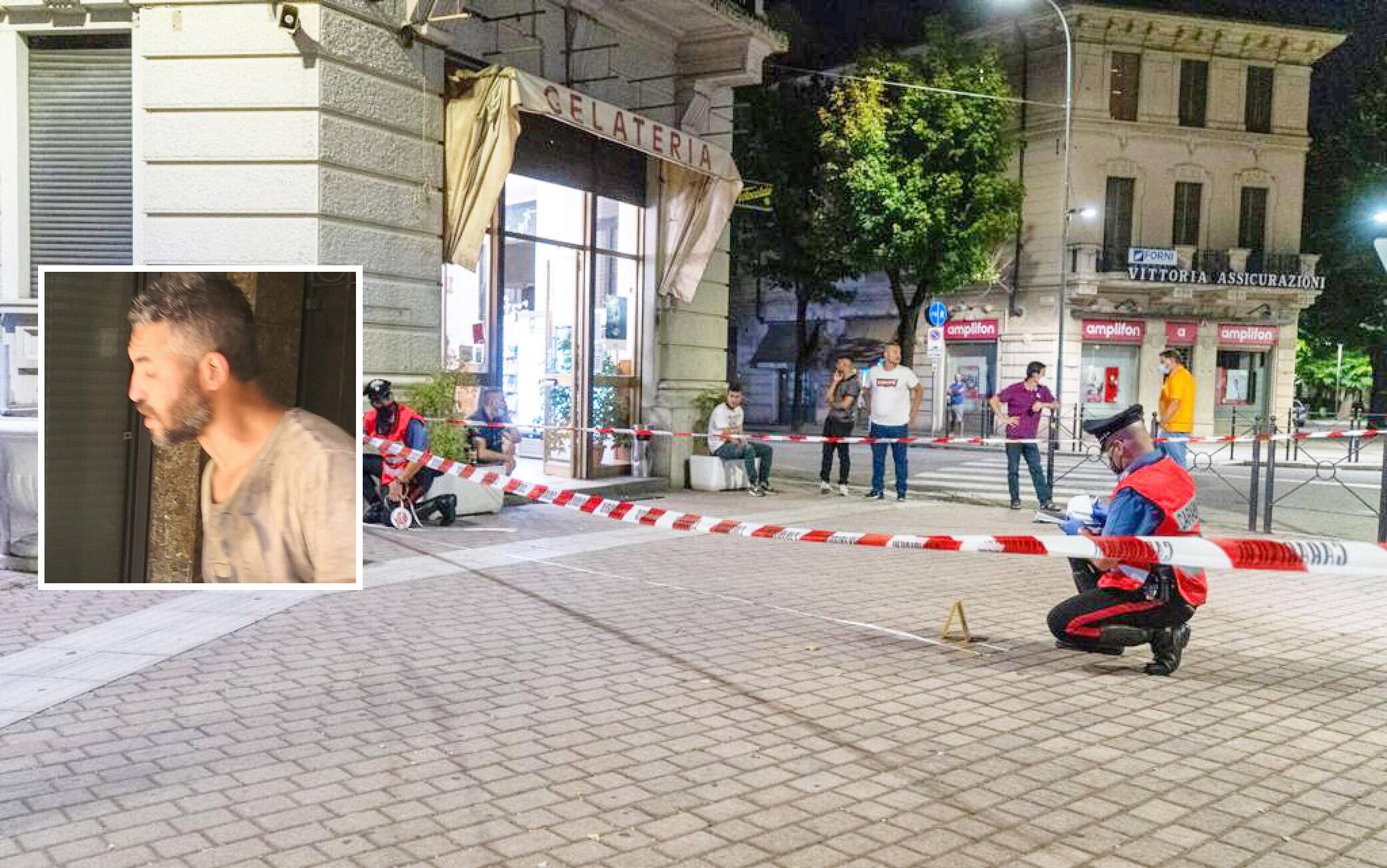 Piazza Meardi, il luogo in cui l'assessore alla sicurezza Massimo Adriatici ha sparato ad un uomo davanti al bar Ligure uccidendolo, Voghera, 21 Luglio 2021. ANSA/PAOLO TORRES