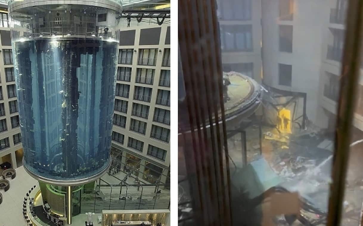Esplosione acquario Aquadom a Berlino, le foto prima e dopo l'incidente ...