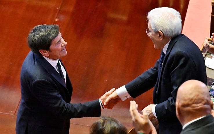 Gianni Morandi e Sergio Mattarella