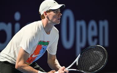 DOHA, QATAR - FEBRUARY 13: 
Jannik Sinner of Italy is seen in practice sessions as he prepares for the ATP 500 Qatar ExxonMobil Open, which begins on February 16, 2026, at the Khalifa International Tennis and Squash Complex in Doha, Qatar, on February 13, 2026. (Photo by Artur Widak/NurPhoto via Getty Images)