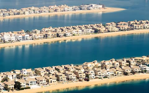 The Palm Jumeirah, Dubai, United Arab Emirates. luxury real estate on palm jumeirah islands in Dubai.