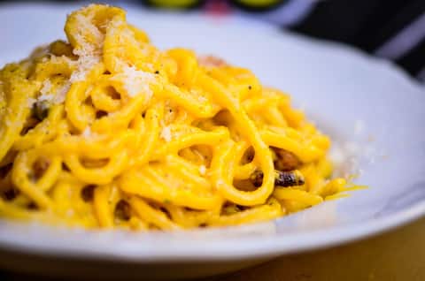 delicious italian pasta dish with carbonara sauce