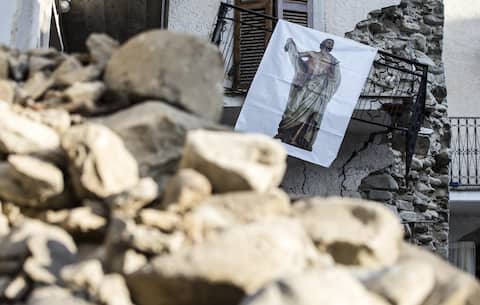 A view of collapsed and damaged houses after the earthquake in Fonte del Campo near Accumoli, central Italy, 24 August 2016. 
ANSA/ANGELO CARCONI