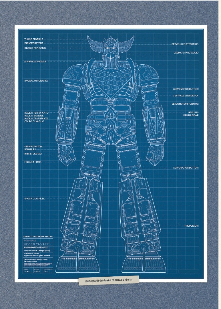 Studi preparatori per Goldrake di Xavier Dorison, Denis Bajram, Brice Cossu, Alexis Sentenac e Yoann Guillo (Edizioni BD)