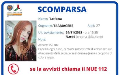 L'avviso diffuso dalla Protezione Civile per la ricerca di Tatiana Tramacere, la ragazza scomparsa, che vive a Nardò, in provincia di Lecce, e di cui non si hanno più notizie da lunedì 24 novembre, 2 dicembre 2025 ANSA / Protezione civile ++FOTO DIFFUSA DALL PROTEZIONE CIVILE - USARE SOLO PER ILLUSTRARE OGGI LA NOTIZIA INDICATA NEL TITOLO - NON ARCHIVIARE   FOTO NON IN VENDITA - DA USARE SOLO PER FINI GIORNALISTICI - NPK+++