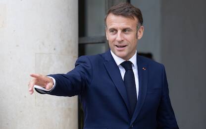French President Emmanuel Macron as Argentine President leaves after a meeting at the Elysee presidential palace in Paris, on July 26, 2024. Photo by Raphael Lafargue/ABACAPRESS.COM