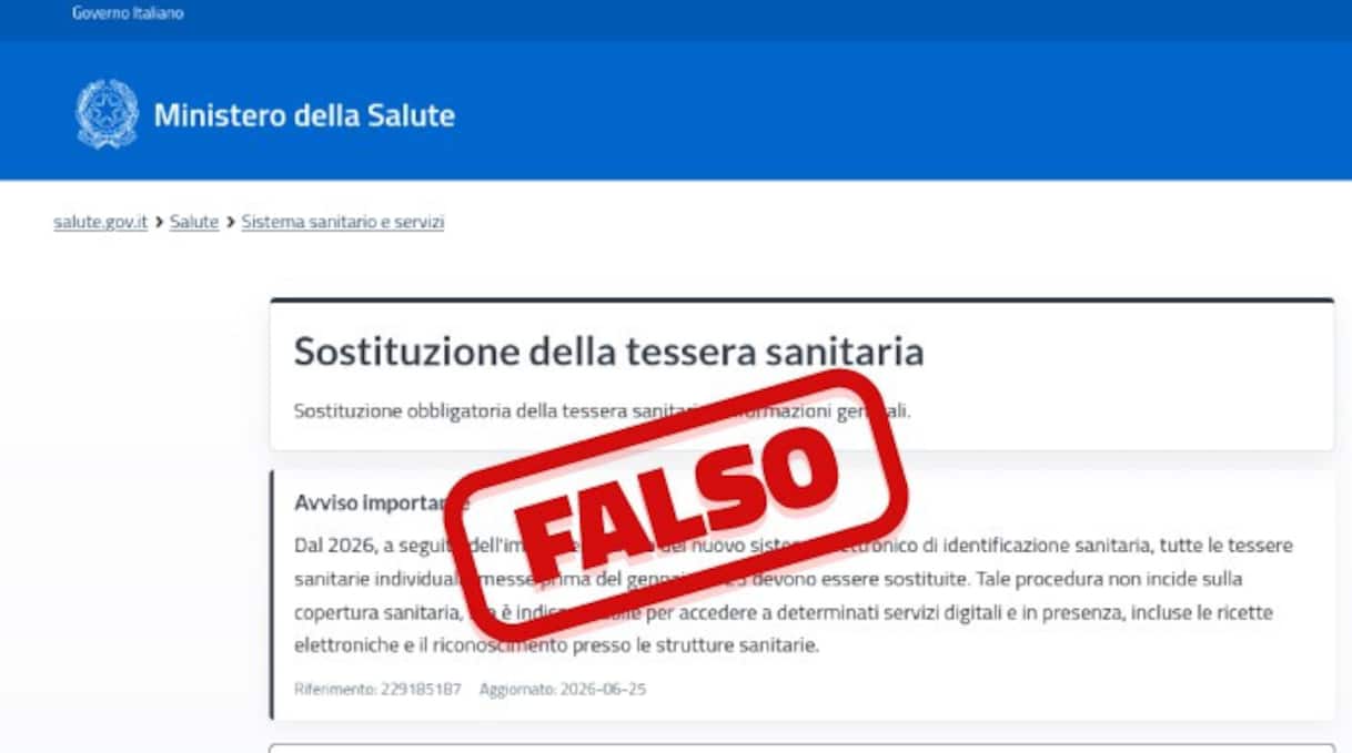 Truffa rinnovo tessera sanitaria: l'allerta del Ministero della Salute