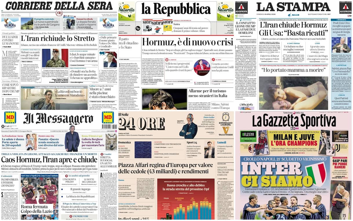 Le prime pagine dei quotidiani di oggi 19 aprile: la rassegna stampa