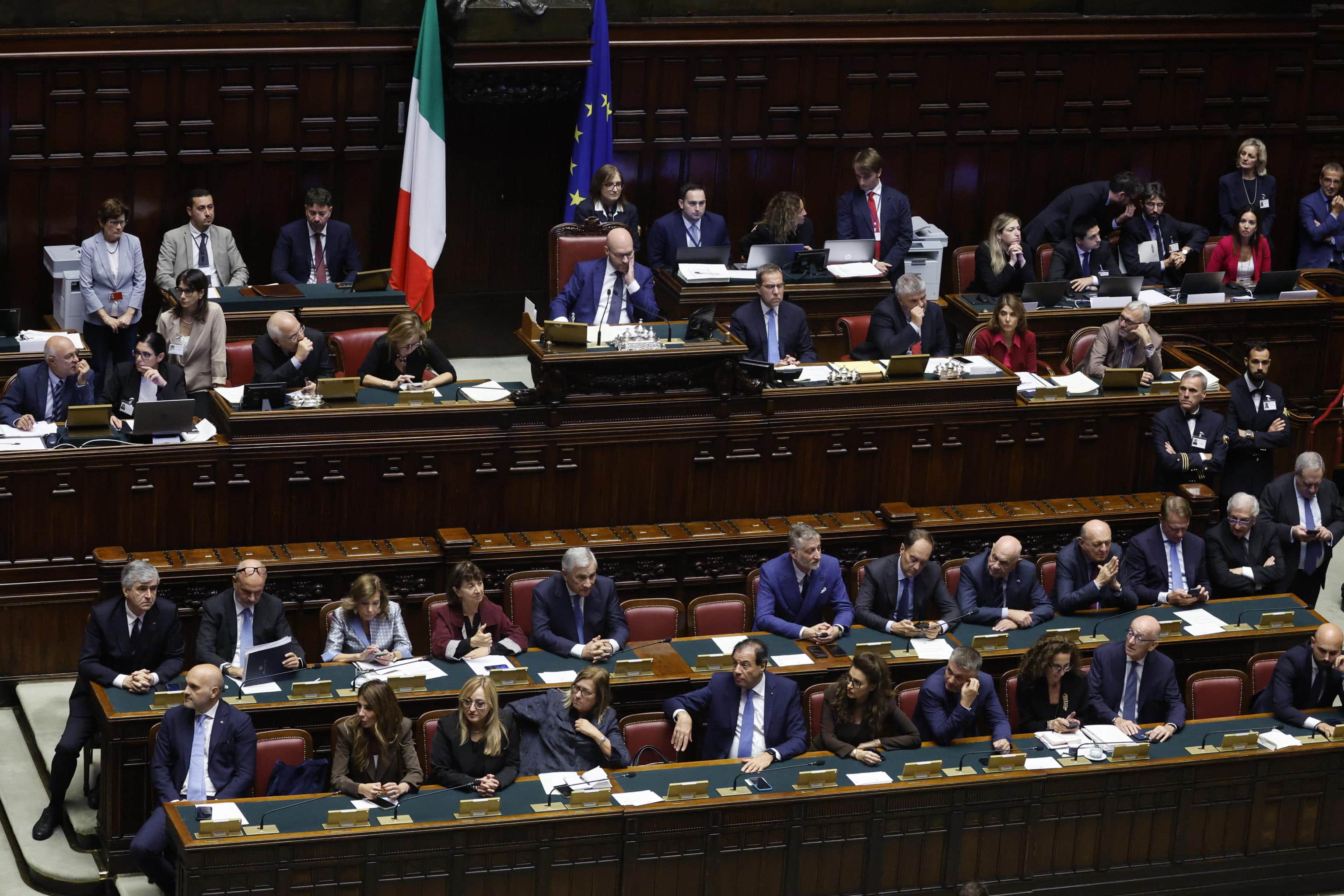 I banchi del governo, durante le dichiarazioni sul voto finale sulla Legge elettorale, Camera dei Deputati, Roma 8 ottobre 2026. Camera