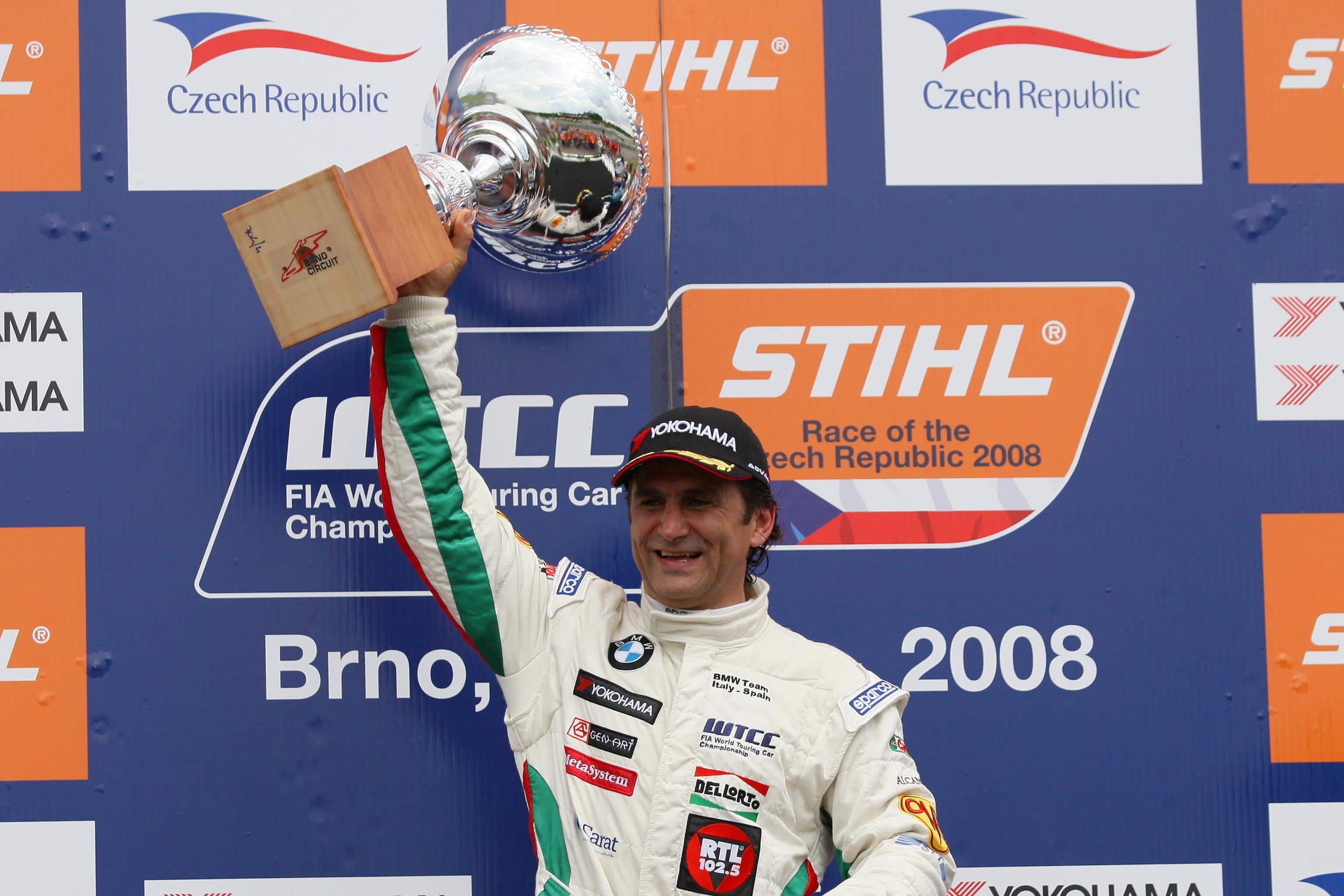 Alex Zanardi in una foto del 15 giugno 2008 a Brno, fornita dall'ufficio stampa di Bmw Italia. ANSA / US BMW ITALIA ++NO SALES EDITORIAL USE ONLY++