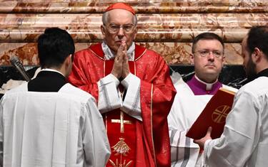 Card. Giovanni Battista Re celebrates the Holy Mass for the funeral of Card. Sergio Sebastiani at the Altar of the Chair. Pope Francis will preside over the Ultima Commendatio (last recommendation) and the Valedictio (farewell), in St. Peter's Basilica at the Vatican, 17 January 2024.   ANSA/MAURIZIO BRAMBATTI