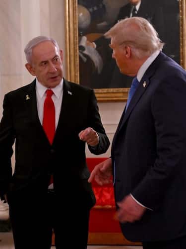 Incontro tra il Primo Ministro Benjamin Netanyahu e il Presidente degli Stati Uniti Donald Trump alla Casa Bianca, Washington, 8 luglio 2025.  ANSA/Avi Ohayon / Ufficio Stampa del Governo (GPO) +++FOTO DIFFUSA DALL'UFFICIO STAMPA - USARE SOLO PER ILLUSTRARE OGGI LA NOTIZIA INDICATA NEL TITOLO - NON ARCHIVIARE - NON VENDERE - NON USARE PER FINI NON GIORNALISTICI - NPK+++