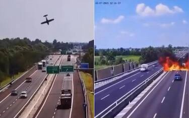 screenshot dell'ultraleggero che si è schiantato in autostrada