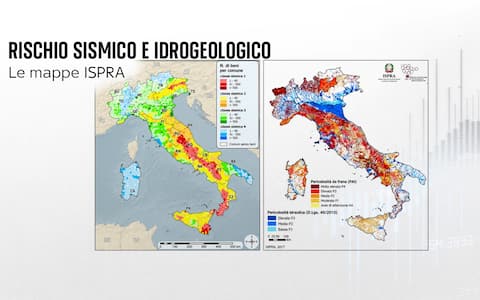 una grafica sulle mappe rischio sismico e idrogeologico