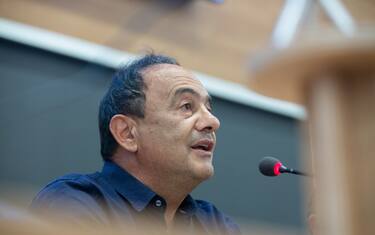 The former Mayor of Riace Domenico Lucano during meeting to present the Humanitarian Corridor Kabul - Rome - Riace in Rome (Photo by Matteo Nardone / Pacific Press/Sipa USA)