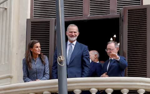 IPA89633178 - Juan Jesus Vivas, Spanish King Felipe VI and Queen Letizia during a visit to Ceuta City Hall in Ceuta on Tuesday, 13 October 2026.