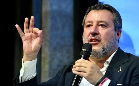 Il segretario della Lega, Matteo Salvini, all’evento della Lega 'A tua difesa. Verso la finanziaria 2026' presso le Officine Farneto, Roma 9 settembre 2026. ANSA/ALESSANDRO DI MEO
