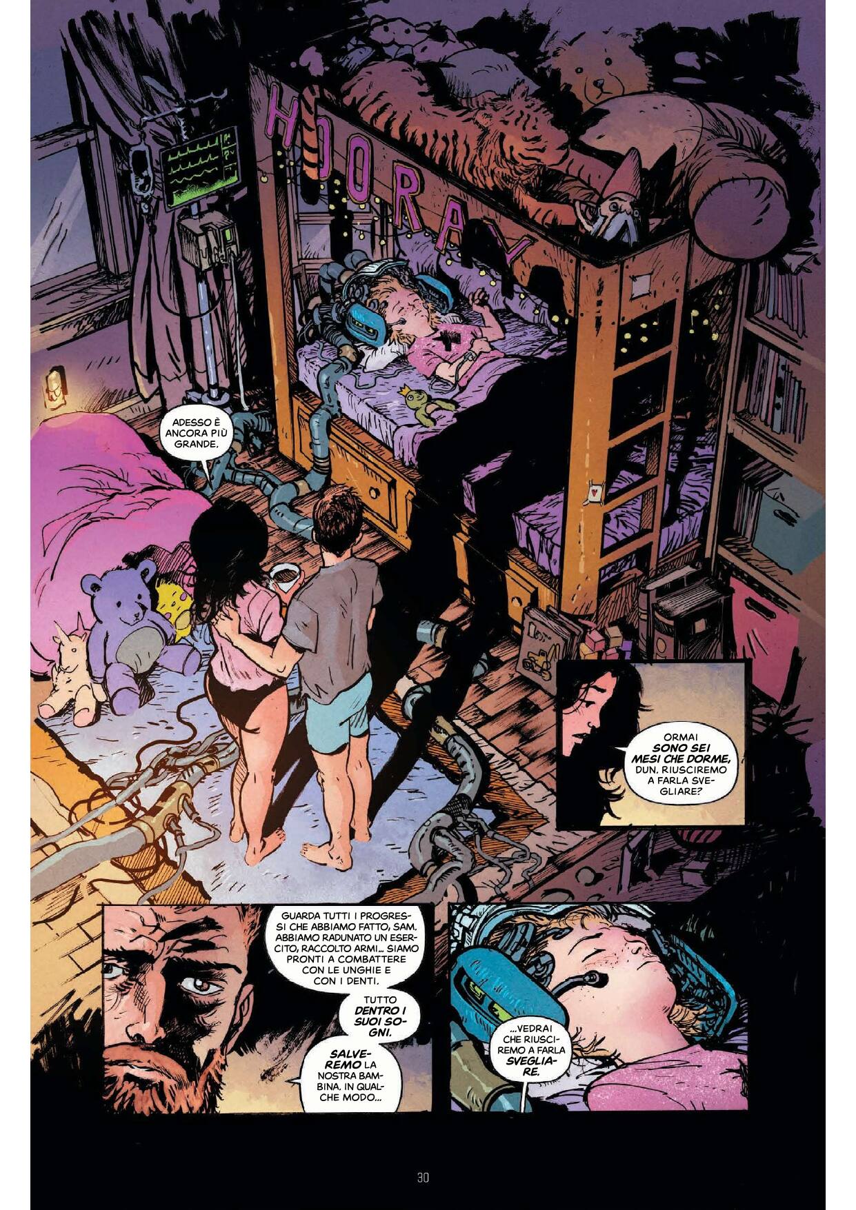 Una tavola tratta dal primo volume di The Moon is Following Us di Daniel Warren Johnson, Riley Rossmo e Mike Spicer (Saldapress)