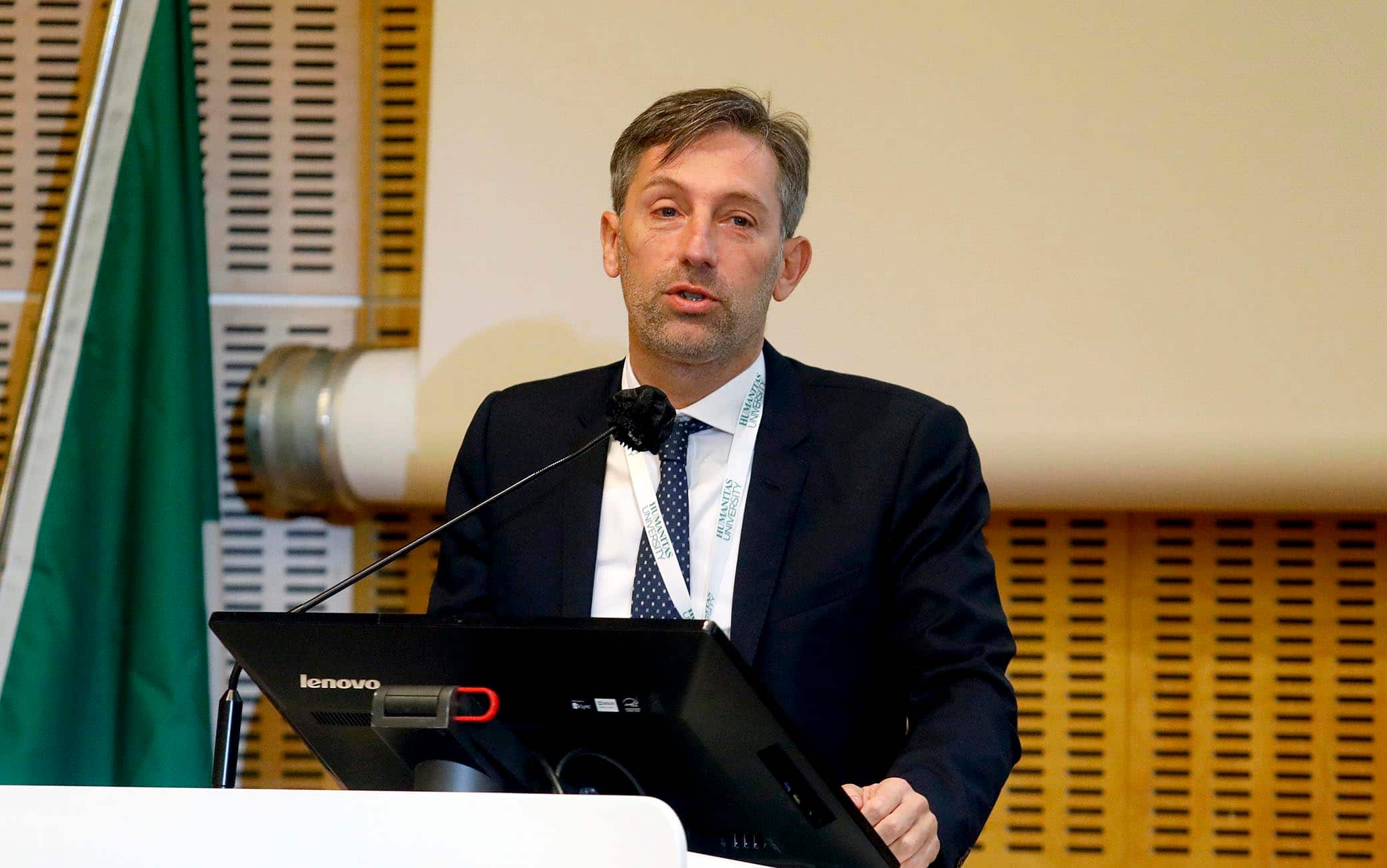 L'intervento di Fabrizio Sala all'inaugurazione dell'anno accademico dell'Humanitas University presso il centro congressi Humanitas a Rozzano (MILANO), 29 novembre 2021.ANSA/MOURAD BALTI TOUATI