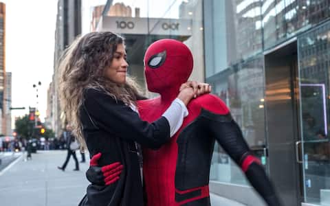 Michelle (Zendaya) catches a ride from Spider-Man in Columbia Pictures' SPIDER-MAN: ™ FAR FROM HOME.