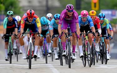 SOFIA, BULGARIA - MAY 10: Paul Magnier of France and Team Soudal Quick-Step - Purple Points Jersey celebrates at finish line as stage winner ahead of Jonathan Milan of Italy and Team Lidl - Trek and Madis Mihkels of Estonia and Team EF Education - EasyPost during the 109th Giro d'Italia 2026, Stage 3 a 175km stage from Plovdiv to Sofia / #UCIWT / on May 10, 2026 in Sofia, Bulgaria. (Photo by Tim de Waele/Getty Images)