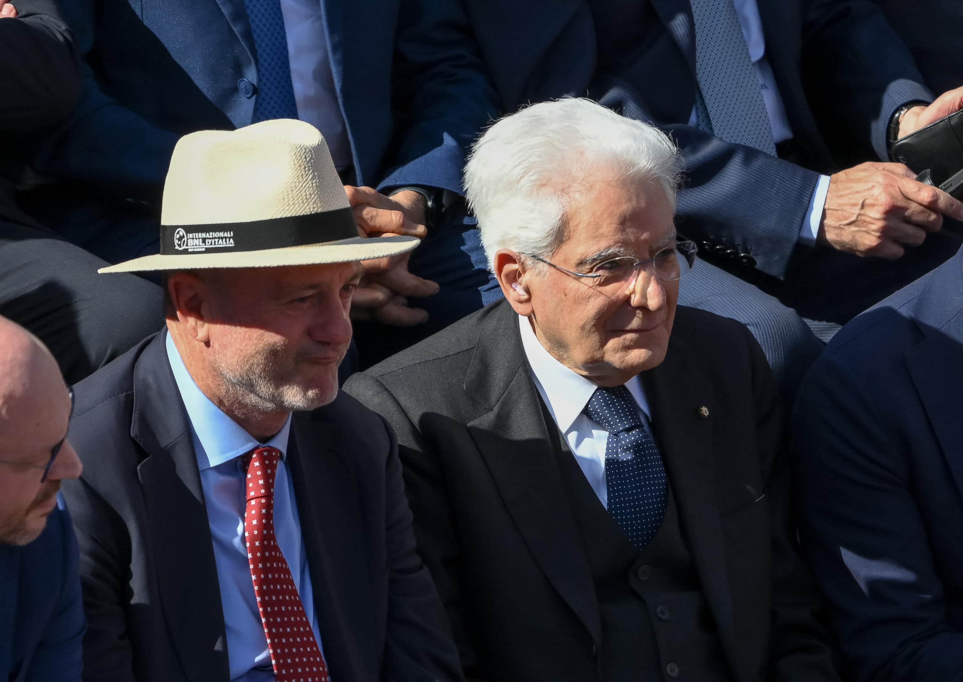 Italian President Sergio Mattarella attend the men's singles final match between Jannik Sinner of Italy and Casper Ruud of Norway during the Italian Open tennis tournament in Rome, Italy, 17 May 2026. ANSA/ALESSANDRO DI MEO