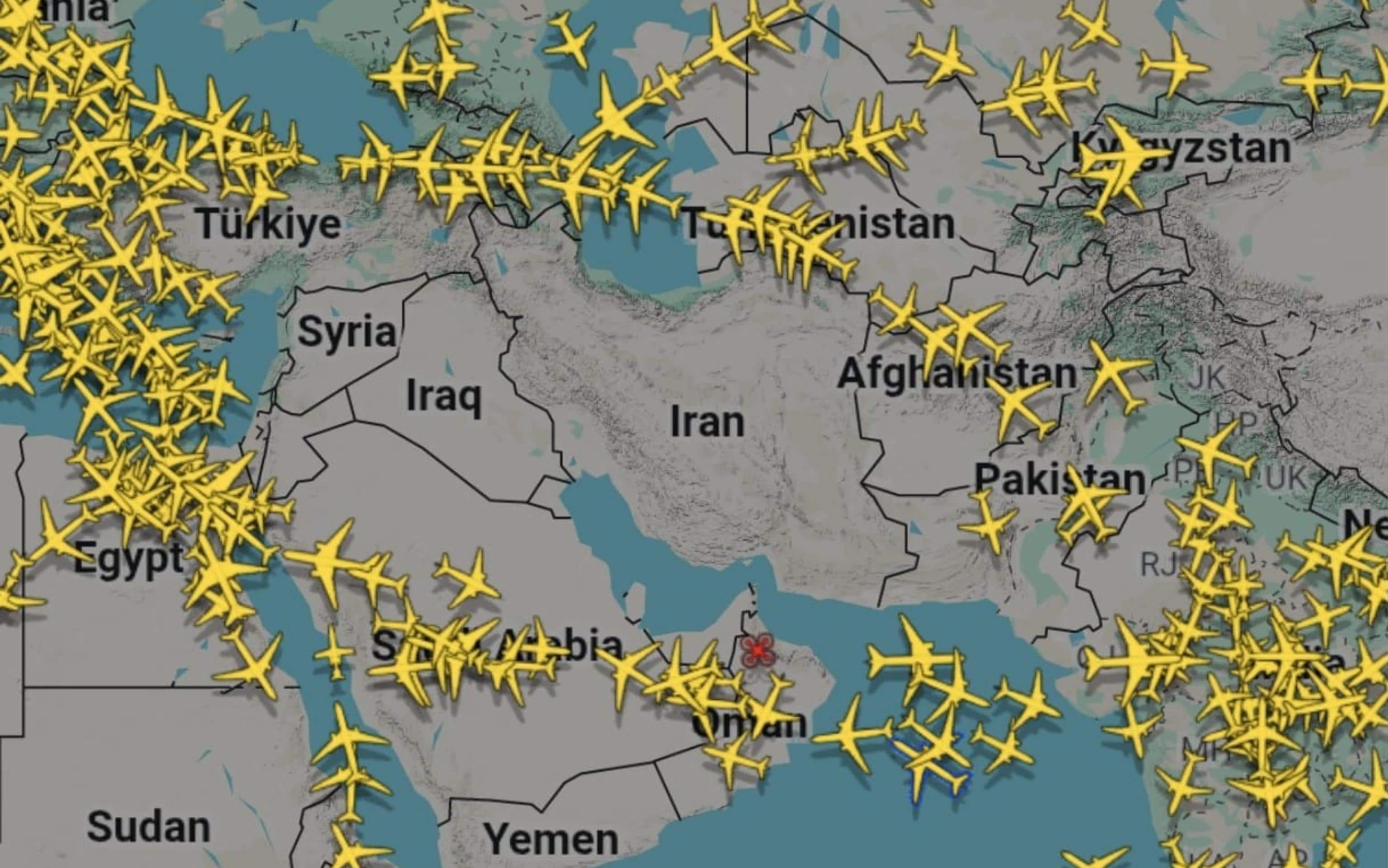 Spazio aereo Medio Oriente, 28 febbraio 2026