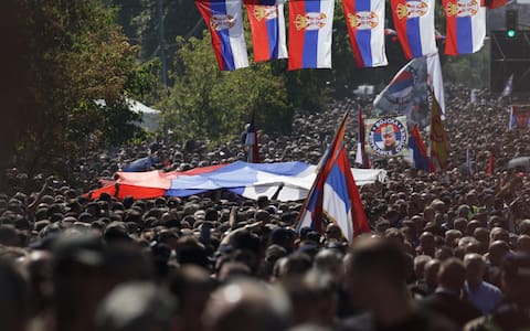 epa13219594 People attend the funeral for Ratko Mladic in Belgrade, Serbia, 07 September 2026. Former Bosnian Serb general Ratko Mladic, who was convicted of war crimes by the International Criminal Tribunal for the Former Yugoslavia (ICTY) in 2017, died on 27 August 2026 at the age of 84.  EPA/ANDREJ CUKIC