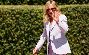 Italian Prime Minister Giorgia Meloni before a meeting with Algerian President Abdelmadjid Tebboune during an Italy Algeria Summit, Rome 23 July 2025. ANSA/FABIO FRUSTACI
