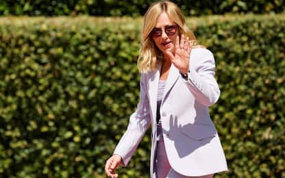 Italian Prime Minister Giorgia Meloni before a meeting with Algerian President Abdelmadjid Tebboune during an Italy Algeria Summit, Rome 23 July 2025. ANSA/FABIO FRUSTACI
