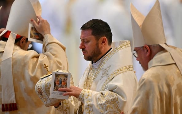 Ukrainian cardinal Mykola Bychok attends a holy mass with the new Cardinals at St Peter's basilica in The Vatican, on December 8, 2024. (Photo by Andreas SOLARO / AFP) (Photo by ANDREAS SOLARO/AFP via Getty Images)