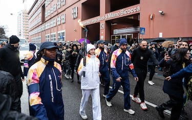 La fiaccola olimpica a Bicocca