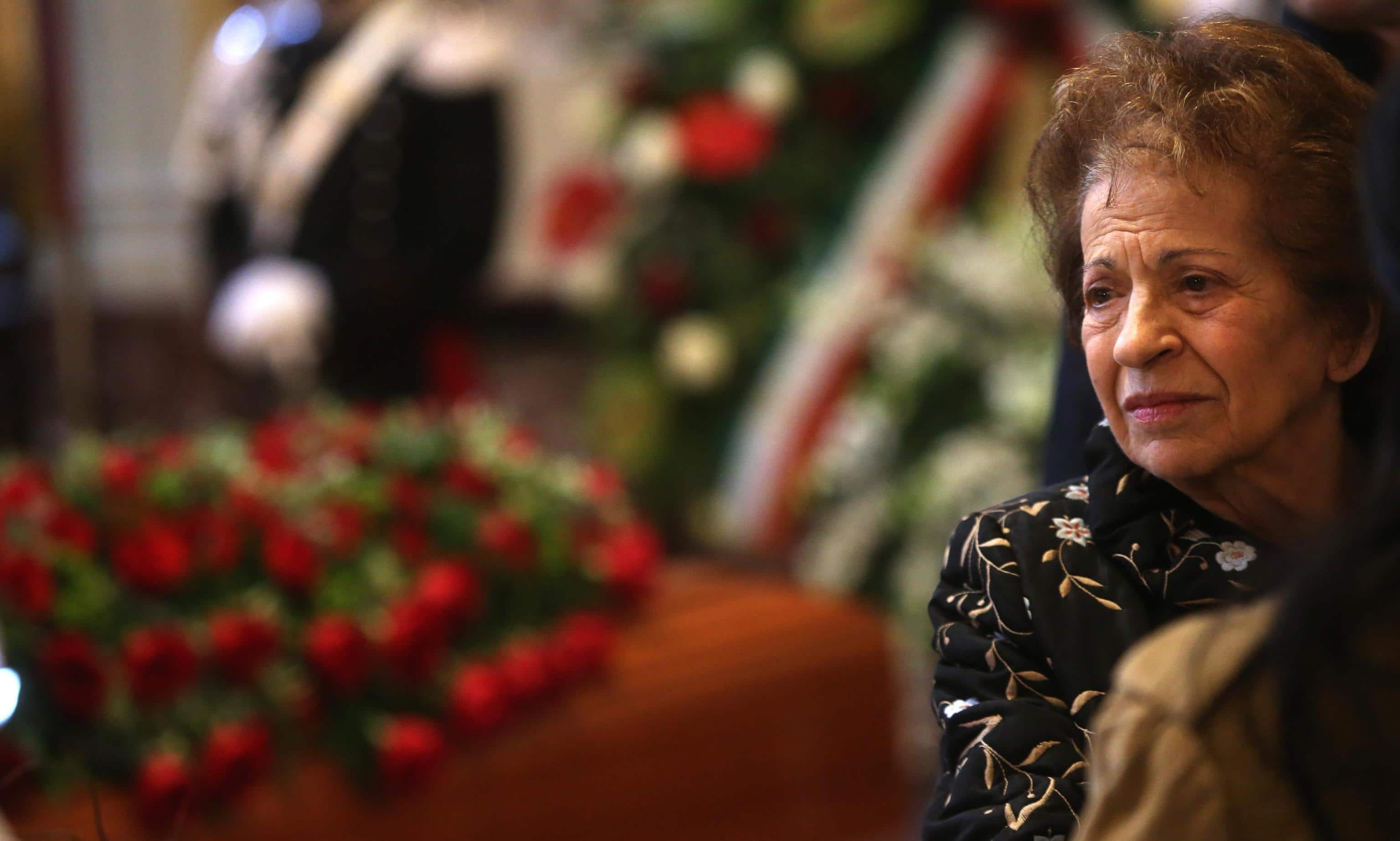 Sultana Razon Veronesi, widow of Umberto Veronesi, at the burial chamber of her husband set up in Marino's Palace, seat of the City Hall of Milan, Italy, 10 November, 2016. Veronesi, who died aged 90 on 8 November, was internationally respected for his groundbreaking work on preventing and treating breast cancer. The physician founded a top cancer-research foundation that carried his name and was an advocate of the benefits of vegetarianism. ANSA / MATTEO BAZZI