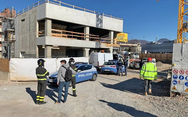 Bergamo   Infortunio sul lavoro al cantiere del sovrappasso del rondò delle valli23 Febbraio 2022 ANSA RENATO DE PASCALE