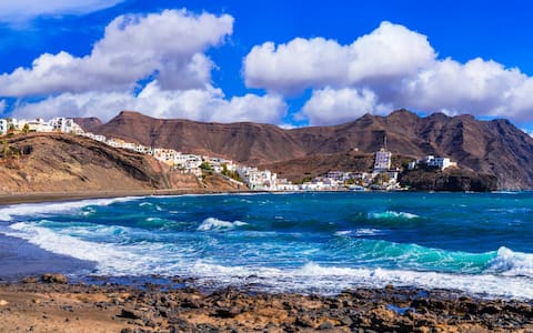 Beautiful Las Playitas village,panoramic view,Fuerteventura island,Spain.