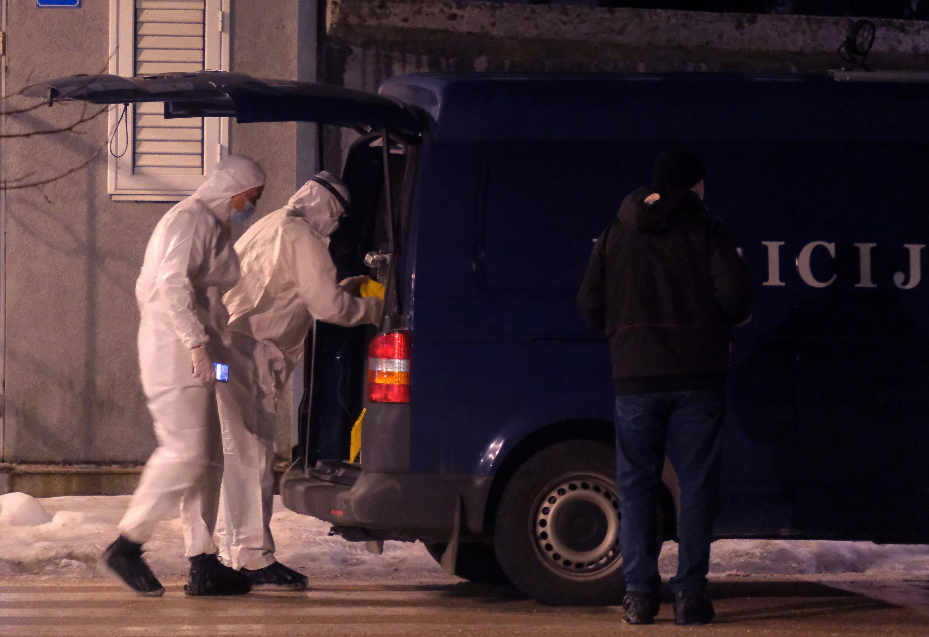 epa11801766 Forensic detectives inspect the crime scene in Cetinje, Montenegro, 01 January 2025. At least ten people were killed and several others injured in a mass shooting near Cetinje, according to Montenegro's Interior Minister Danilo Saranovic. The suspect, Aco Martinovic, reportedly opened fire at a restaurant in Bajice after a physical altercation. The gunman escaped and is being pursued by police.  EPA/STRINGER