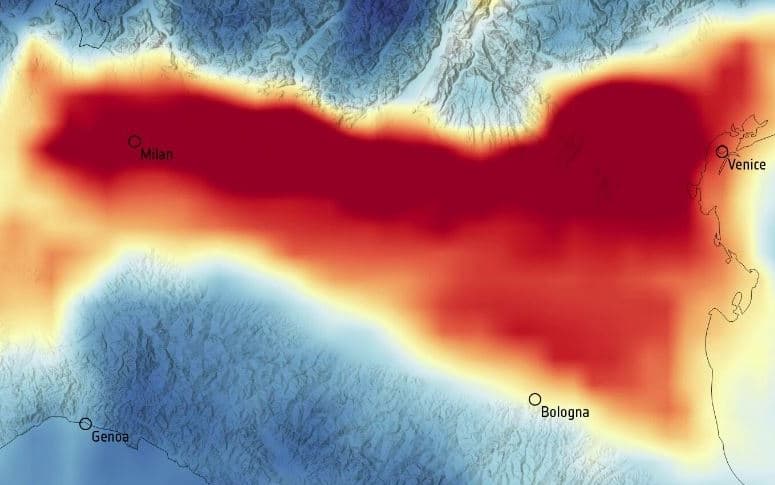 La qualità dell'aria sulla Pianura Padana