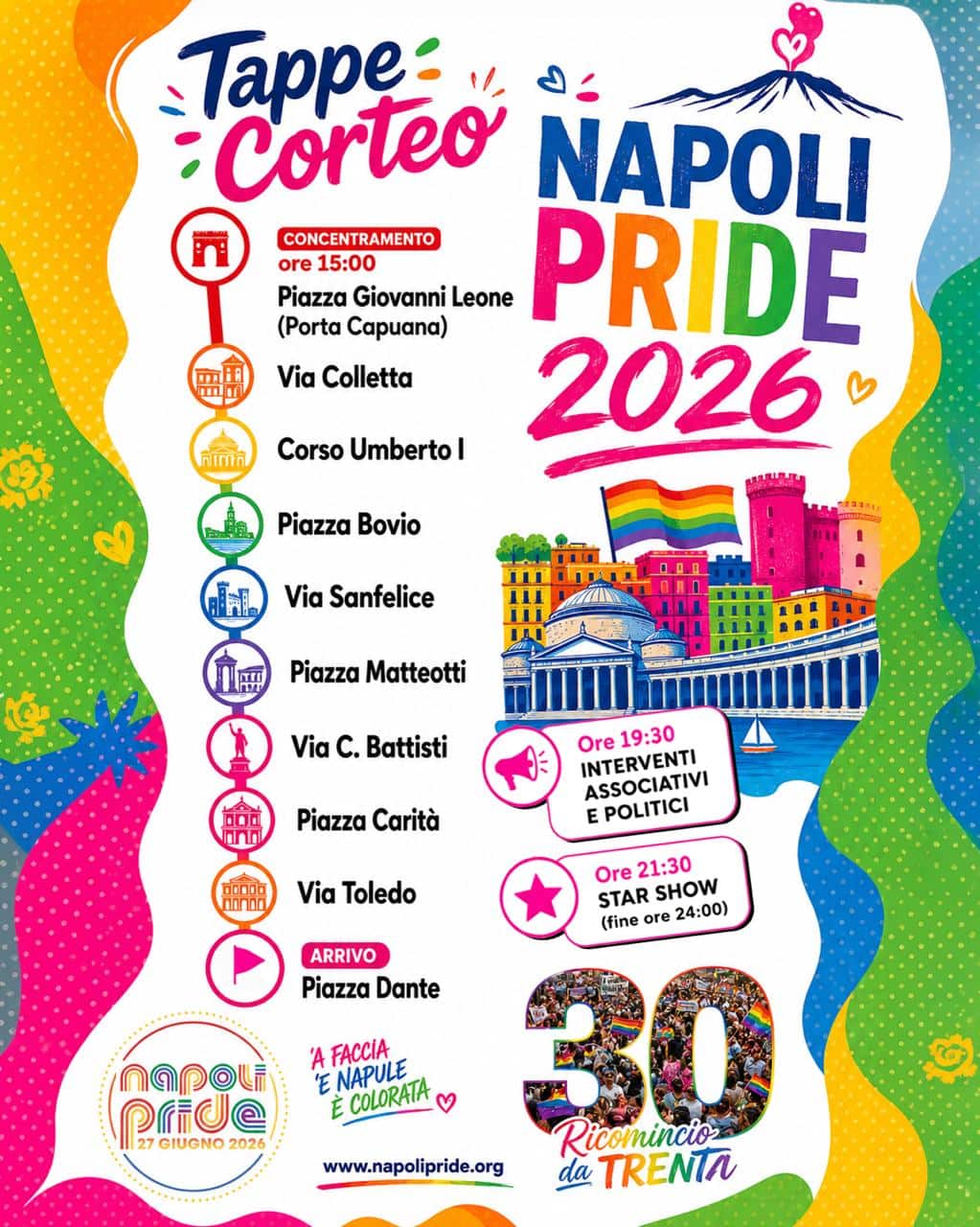 Il percorso del Napoli Pride 2026.