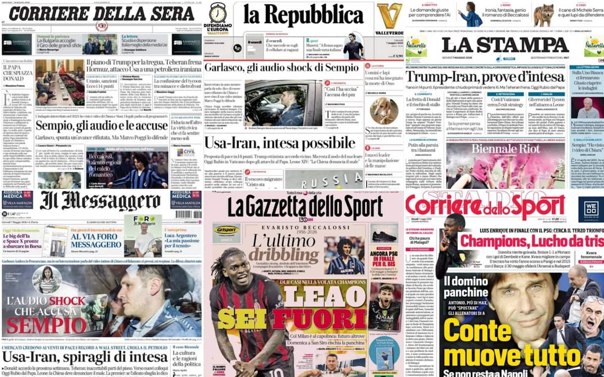 Le prime pagine dei quotidiani di oggi 7 maggio: la rassegna stampa