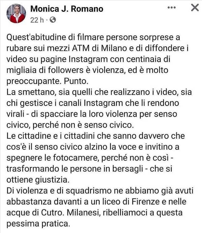 Il post di Monica Romano