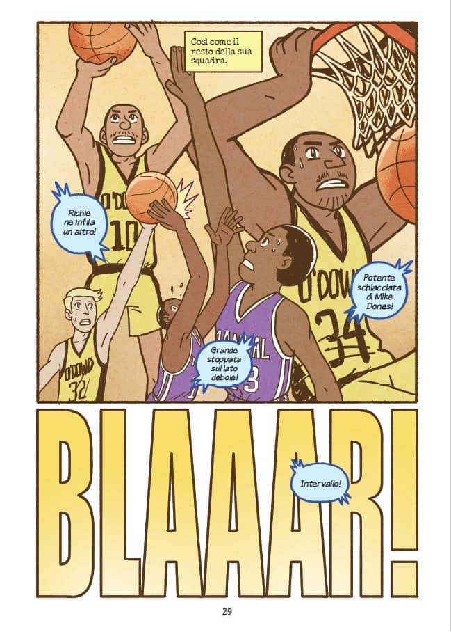 Una tavola tratta da Dragon Hoops di Gene Luen Yang (Tunué)