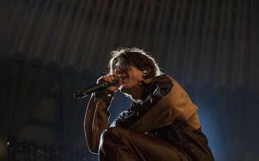 Roma 2/12 /2023 Irama & Rkomi, singing on stage. during Irama & Rkomi "No Stress Tour", Italian singer Music Concert
Nella foto: Rkomi