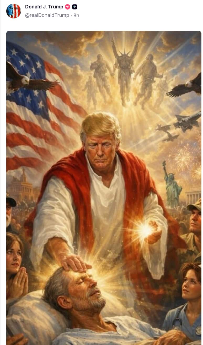 L'immagine AI postata da Trump su Truth Social