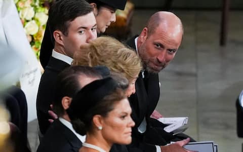 epa13224734 Britain's William, Prince of Wales (R) attends the funeral ceremony of Norway's King Harald V at Oslo Cathedral, in Oslo, Norway, 09 September 2026. The ceremony marks the country's first state funeral for a monarch since the death of King Harald's father, King Olav V, in 1991.  EPA/Lise Aserud / POOL  NORWAY OUT