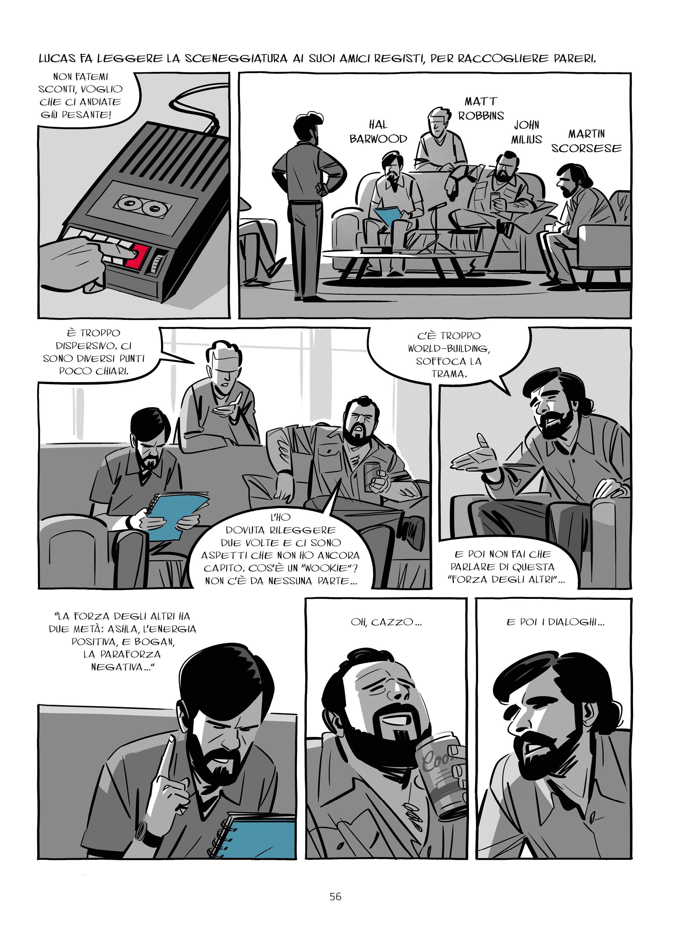 Il giudizio degli amici e colleghi di Lucas davanti alla sceneggiatura di Star Wars (tavola tratta da Le guerre di Lucas)