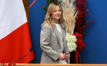 Italian Prime Minister Giorgia Meloni attends the end-of-year press conference in Rome, Italy, 09 January 2026.  ANSA/ETTORE FERRARI